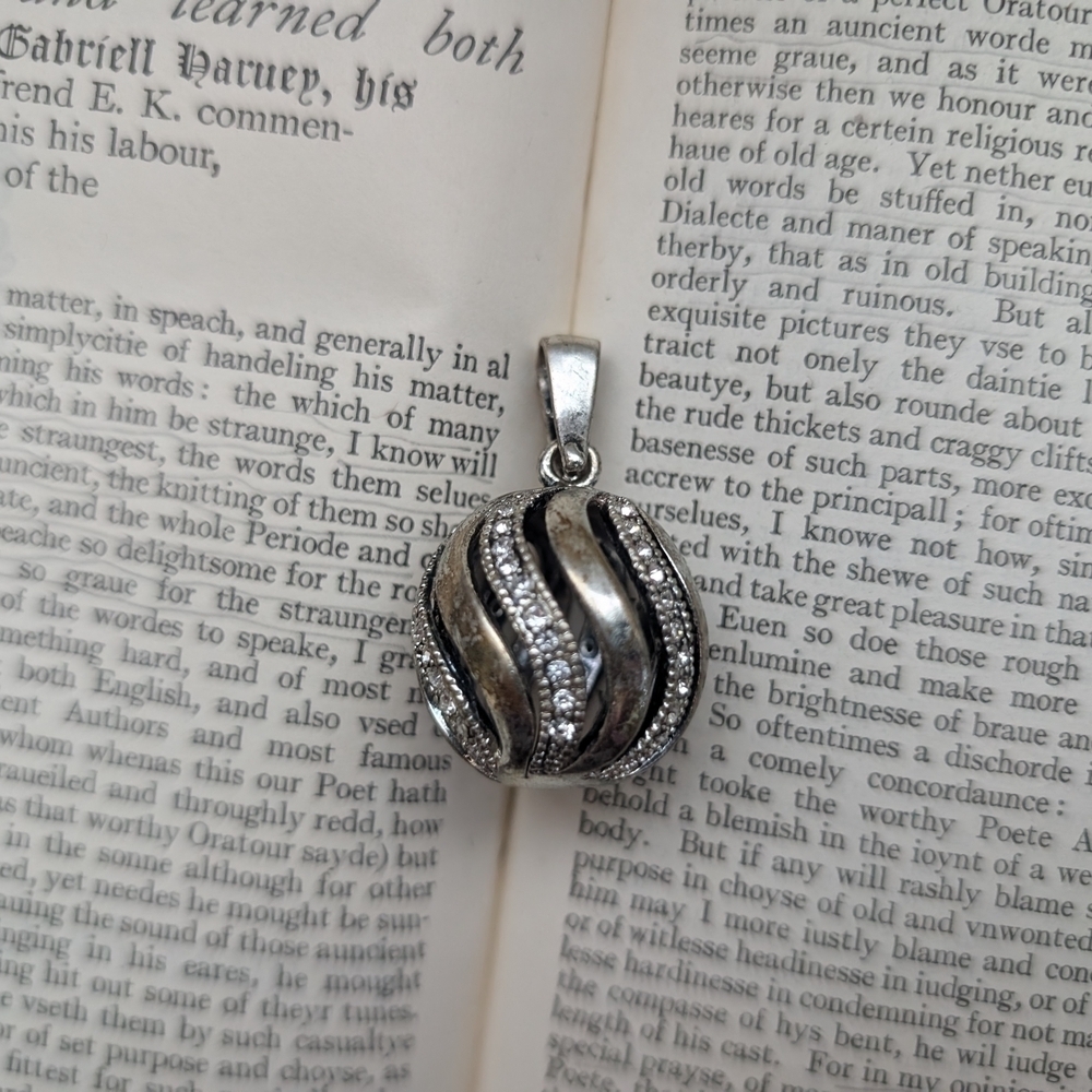 Elegant Silver Pendant Ball with Crystal Accents